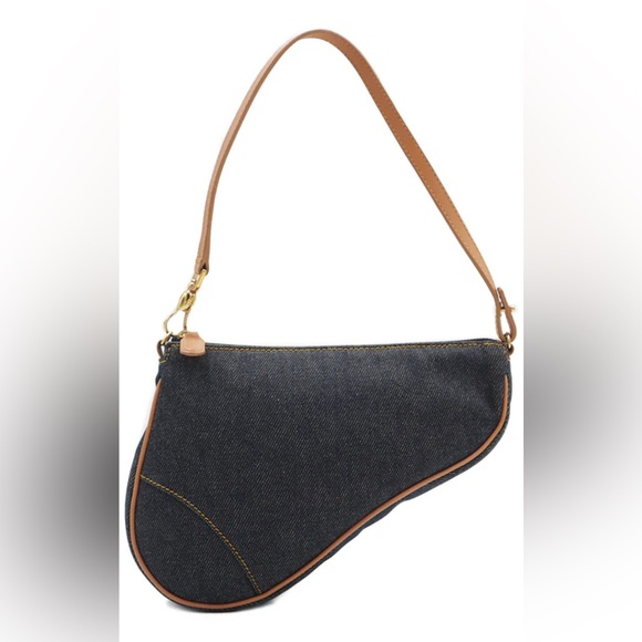 Dior EUC Denim and Brown Saddle Bag - Picture 1 of 5